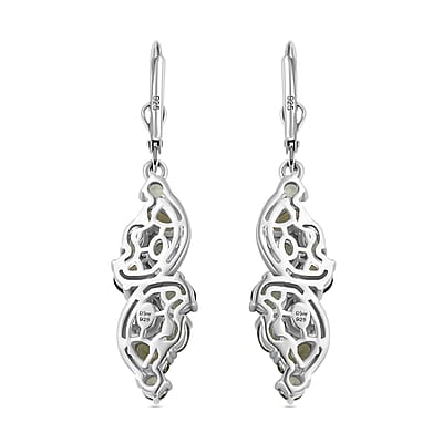 Premium Andranomaro Green Apatite Liana Vines Earrings in Rhodium Over Sterling Silver 4.35 ctw