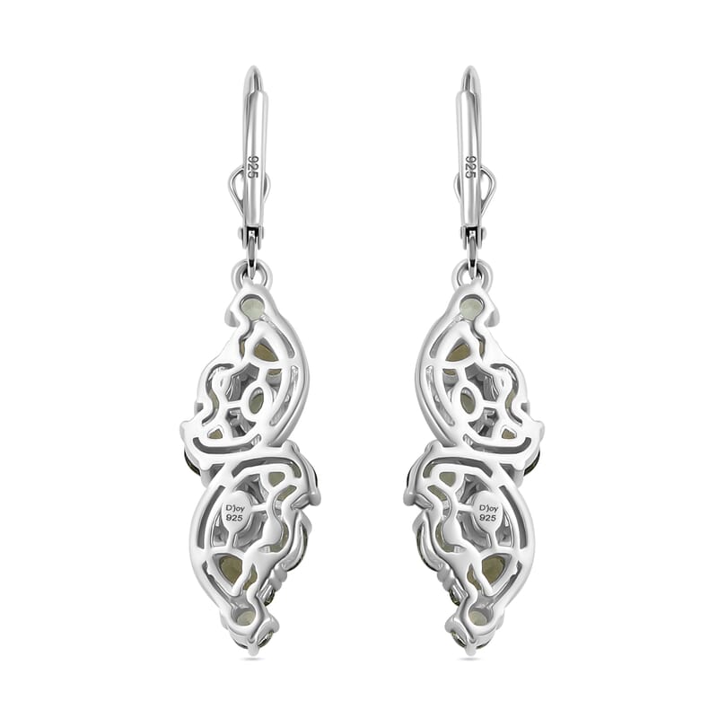 Premium Andranomaro Green Apatite Liana Vines Earrings in Rhodium Over Sterling Silver 4.35 ctw