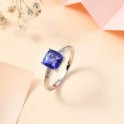 Rhapsody AAAA Tanzanite and E-F VS2 Diamond 2.85 ctw Ring in 950 Platinum (Size 5.0) 5.50 Grams