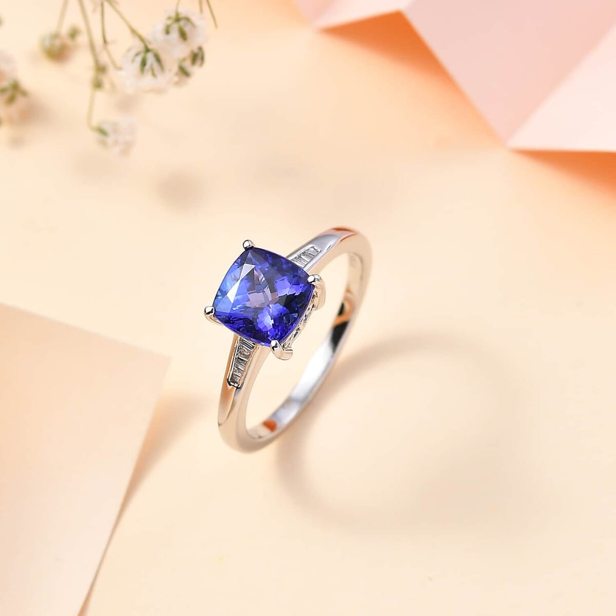 Rhapsody AAAA Tanzanite and E-F VS2 Diamond 2.85 ctw Ring in 950 Platinum (Size 11.0) 5.50 Grams image number 1