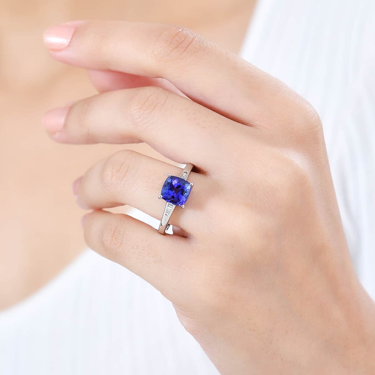 Rhapsody AAAA Tanzanite and E-F VS2 Diamond 2.85 ctw Ring in 950 Platinum (Size 11.0) 5.50 Grams image number 2