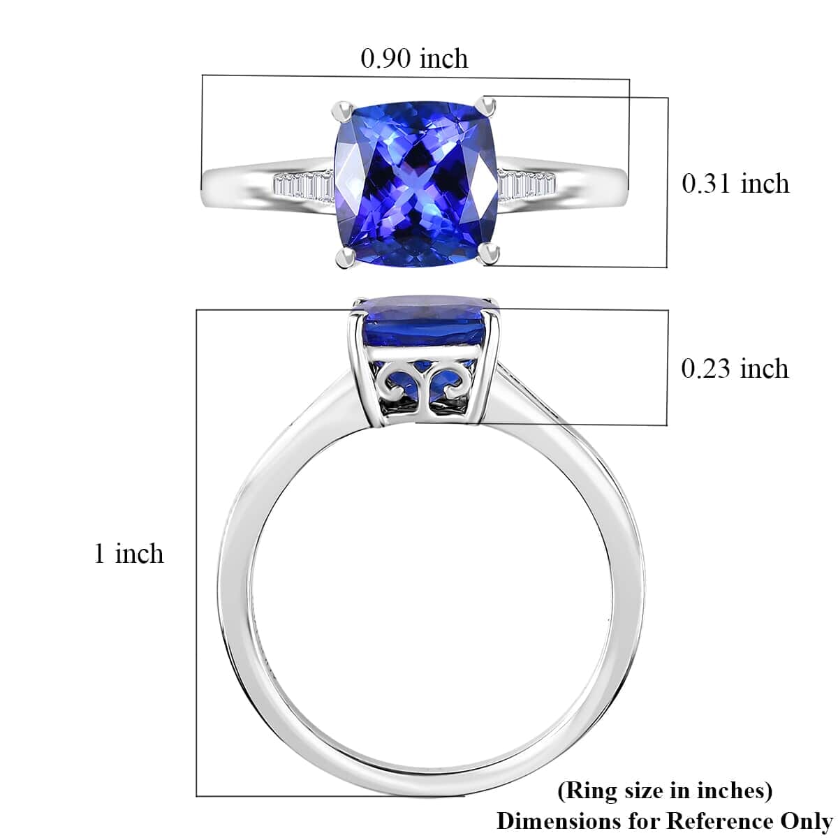 Rhapsody AAAA Tanzanite and E-F VS2 Diamond 2.85 ctw Ring in 950 Platinum (Size 11.0) 5.50 Grams image number 5