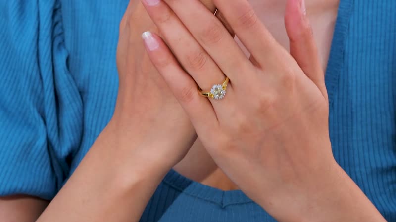 AAA Turkizite, AAA Yellow Sapphire, Diamond Ring in 18K Vermeil YG Over Sterling Silver (Size 7.0) 1.00 ctw