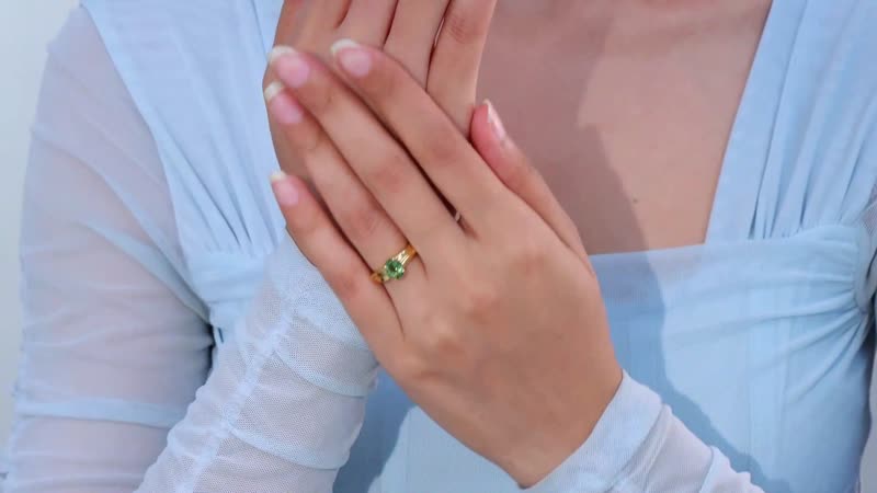 Natural Green Apatite Solitaire Ring in 18K Vermeil Yellow Gold Over Sterling Silver 1.35 ctw