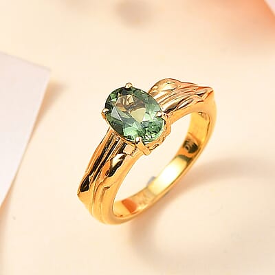 Andranomaro Green Apatite Tree Shank Ring in 18K Vermeil Yellow Gold Over Sterling Silver (Size 5.0) 1.35 ctw