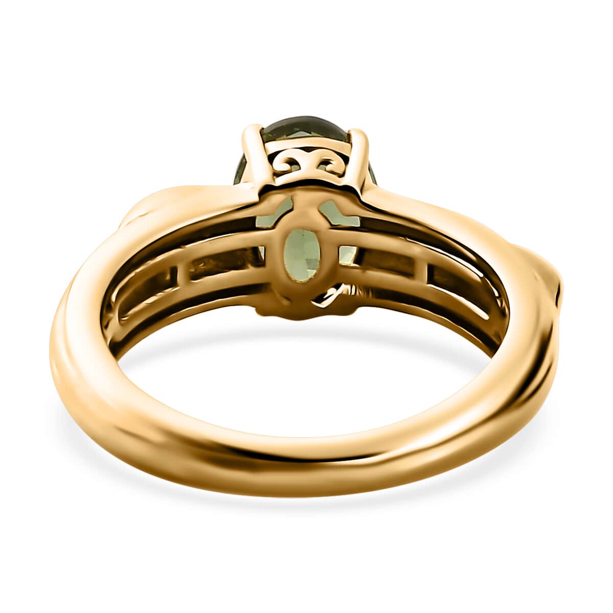 Natural Green Apatite Solitaire Ring in 18K Vermeil Yellow Gold Over Sterling Silver 1.35 ctw image number 4