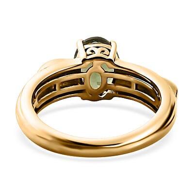 Andranomaro Green Apatite Tree Shank Ring in 18K Vermeil Yellow Gold Over Sterling Silver (Size 5.0) 1.35 ctw