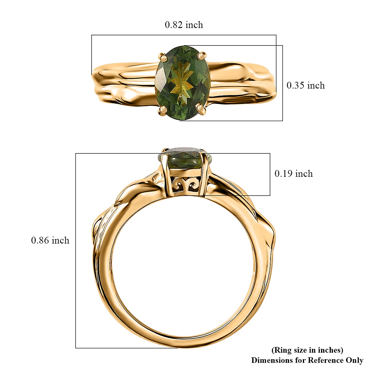 Andranomaro Green Apatite Tree Shank Ring in 18K Vermeil Yellow Gold Over Sterling Silver (Size 5.0) 1.35 ctw