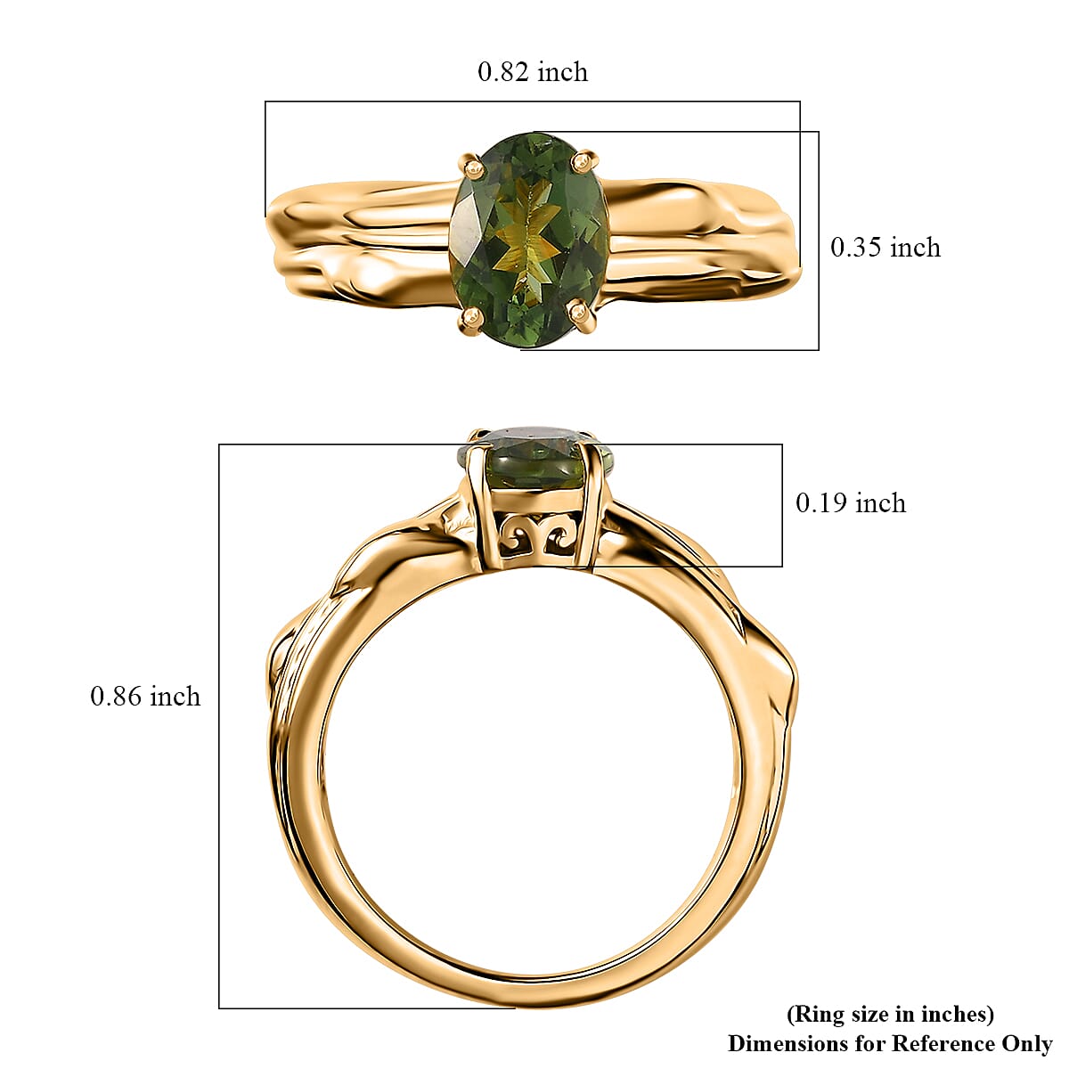 Andranomaro Green Apatite Tree Shank Ring in 18K Vermeil Yellow Gold Over Sterling Silver (Size 10.0) 1.35 ctw image number 5