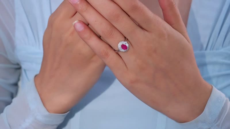 Montepuez Ruby, White Zircon Sunrays Ring in Rhodium Over Sterling Silver (Size 5.0) 1.80 ctw