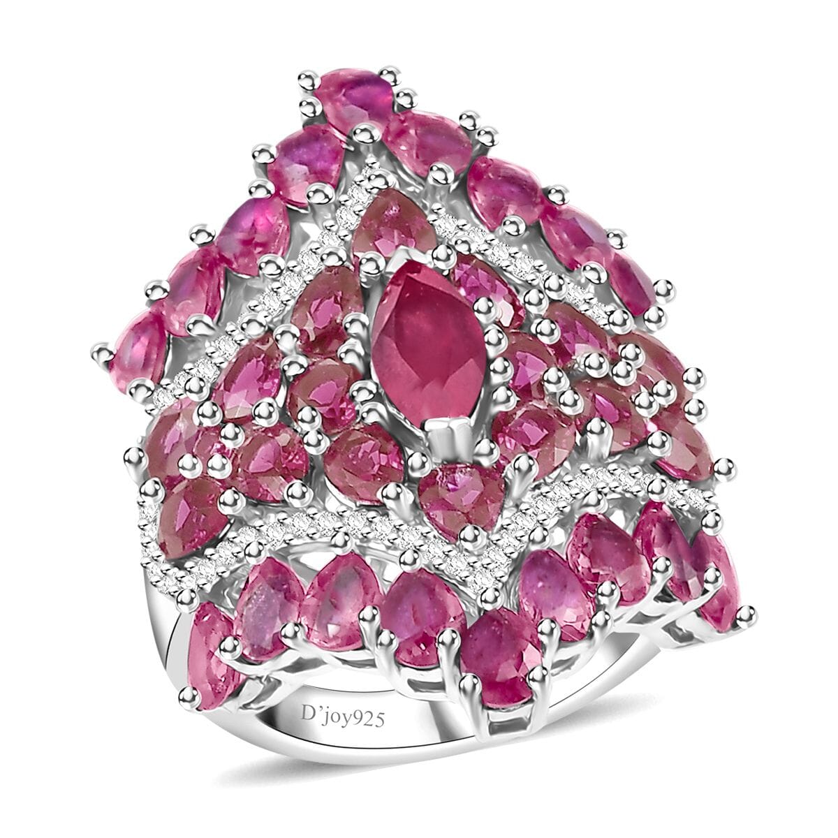 Niassa Ruby (FF) and White Zircon 9.60 ctw Crown Prestige Ring in Platinum Over Sterling Silver (Size 6.0) image number 0