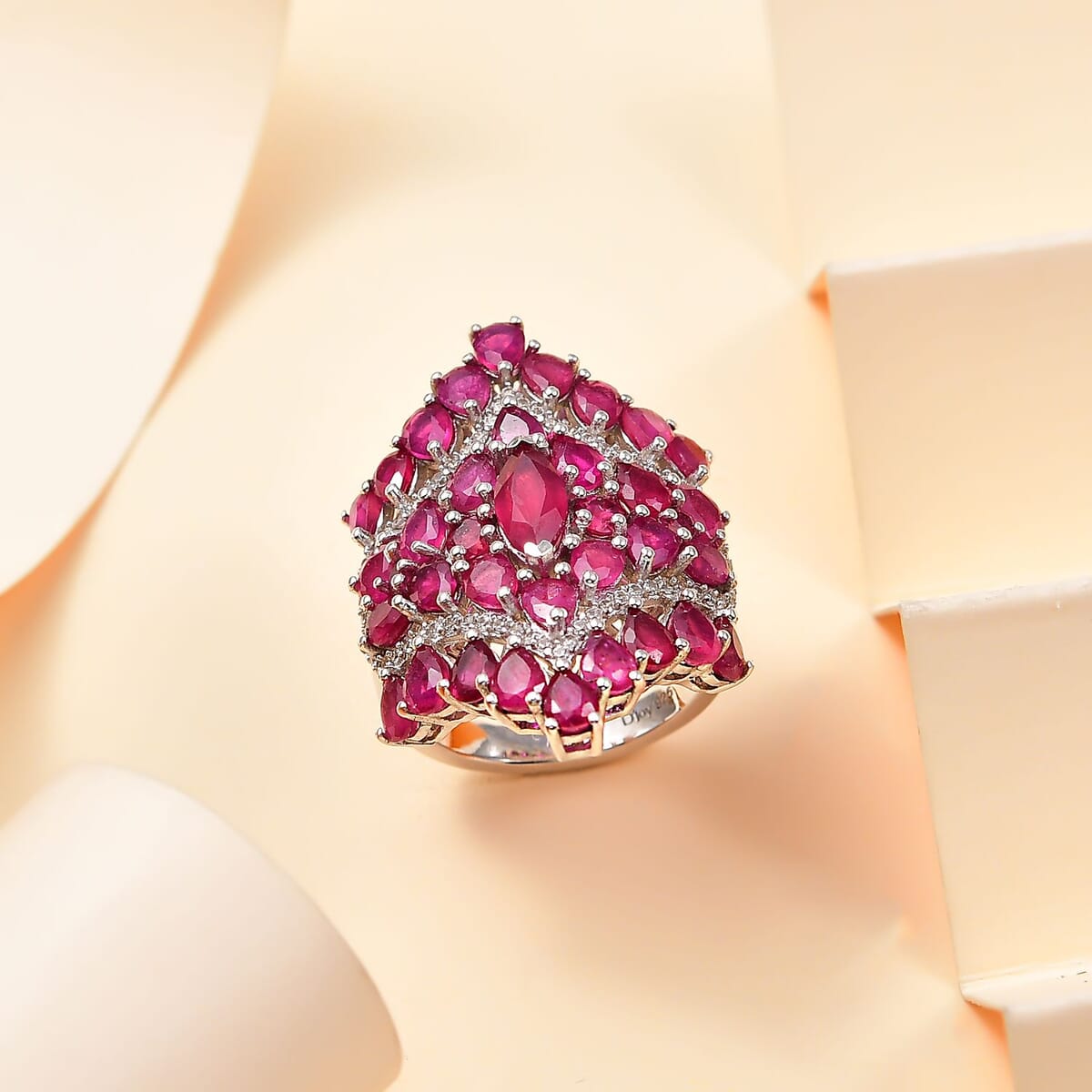 Niassa Ruby (FF) and White Zircon 9.60 ctw Crown Prestige Ring in Platinum Over Sterling Silver (Size 6.0) image number 1