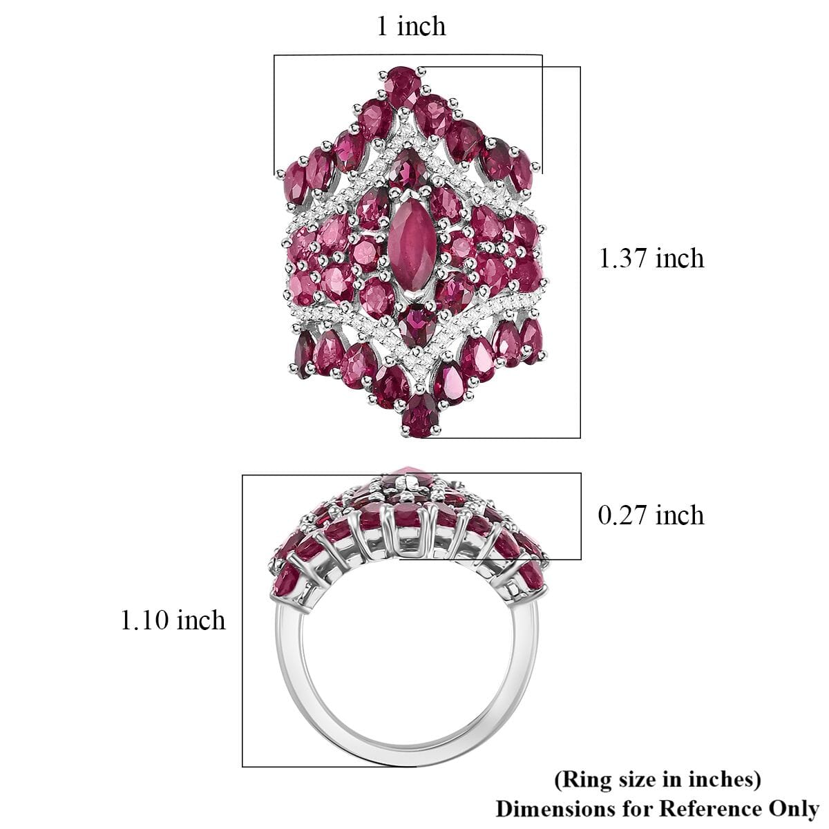 Niassa Ruby (FF) and White Zircon 9.60 ctw Crown Prestige Ring in Platinum Over Sterling Silver (Size 6.0) image number 5