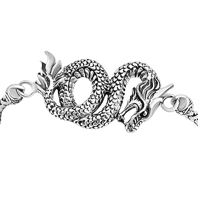 Bali Legacy Dragon with Padian Chain Bracelet in Sterling Silver (6.50-8.0In) 16.20 Grams