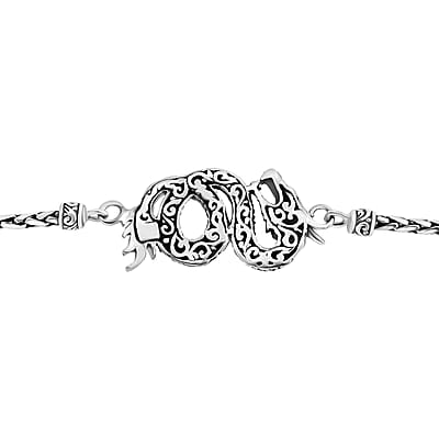 Bali Legacy Dragon with Padian Chain Bracelet in Sterling Silver (6.50-8.0In) 16.20 Grams