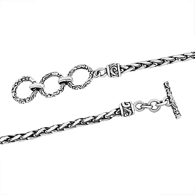 Bali Legacy Dragon with Padian Chain Bracelet in Sterling Silver (6.50-8.0In) 16.20 Grams