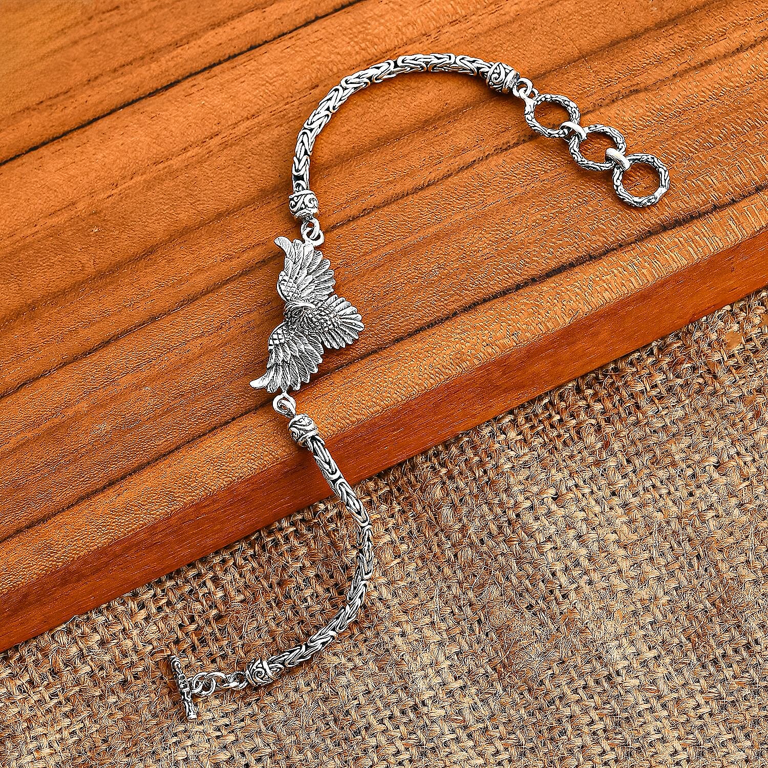 Bali Legacy Garuda with Borobudur Chain Bracelet in Sterling Silver (6.50-8.0In) 13 Grams