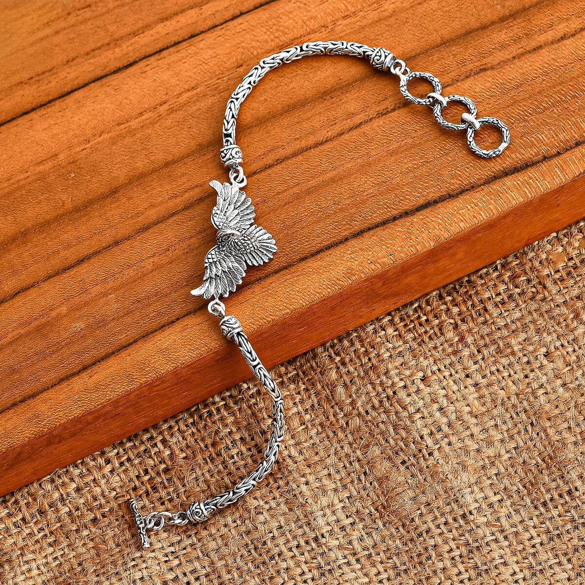 Bali Legacy Garuda with Borobudur Chain Bracelet in Sterling Silver (6.50-8.0In) 13 Grams image number 1