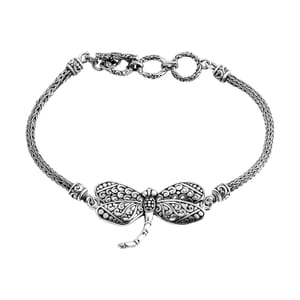 Bali Legacy Dragonfly with Tulang Naga Chain Bracelet in Sterling Silver (6.50-8.0In) 9.65 Grams