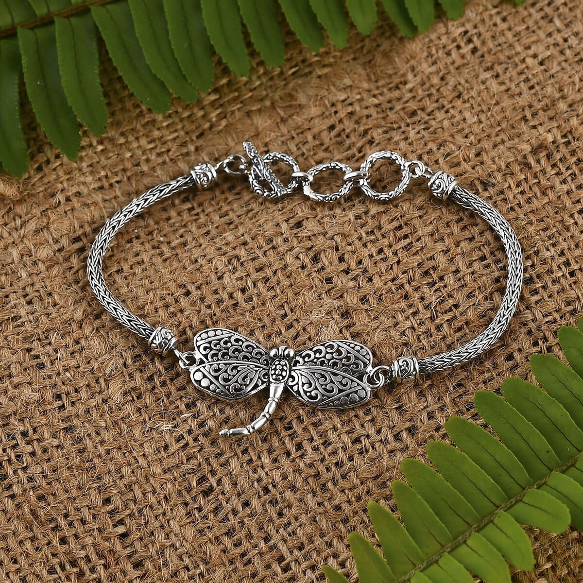 Bali Legacy Dragonfly with Tulang Naga Chain Bracelet in Sterling Silver (6.50-8.0In) 9.65 Grams image number 1