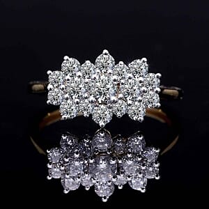 Luxuriant Lab Grown Diamond 1.11 ctw Ring in 18K Vermeil Yellow Gold Over Sterling Silver (Size 9.0)