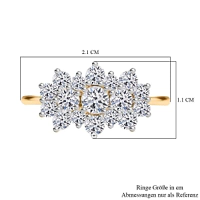 Luxuriant Lab Grown Diamond 1.11 ctw Ring in 18K Vermeil Yellow Gold Over Sterling Silver (Size 11.5)