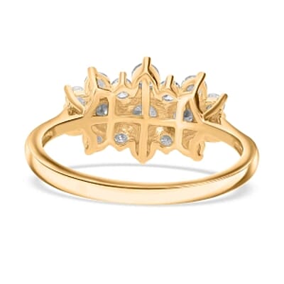 Luxuriant Lab Grown Diamond 1.11 ctw Ring in 18K Vermeil Yellow Gold Over Sterling Silver (Size 11.5)