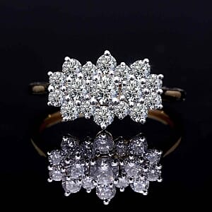 Luxuriant Lab Grown Diamond 1.11 ctw Ring in 18K Vermeil Yellow Gold Over Sterling Silver (Size 11.5)