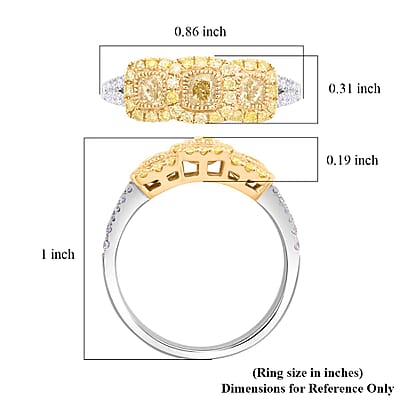 JCK Modani Closeout Natural Yellow and White Diamond (SI) 0.93 ctw Trilogy Ring in 14K White and Yellow Gold (Size 6.0)