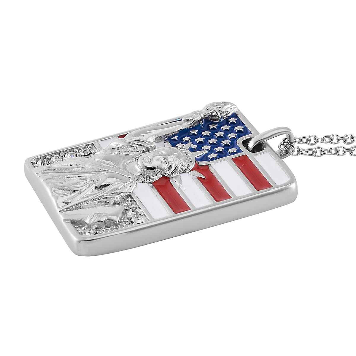 Buy White Austrian Crystal American Flag with Statue of