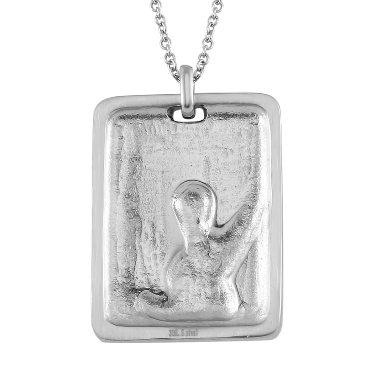 White Austrian Crystal American Flag with Statue of Liberty Necklace 20-22 Inches in Stainless Steel image number 4