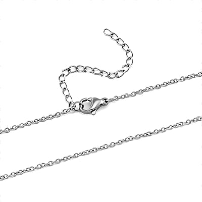 White Austrian Crystal American Flag with Statue of Liberty Necklace 20-22 Inches in Stainless Steel