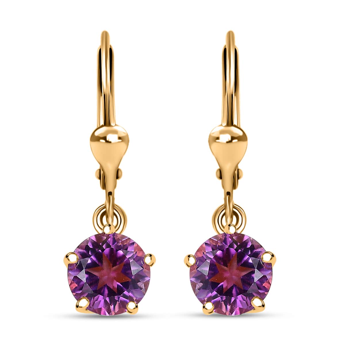 African Amethyst and White Zircon Earrings in Vermeil Yellow Gold Over Sterling Silver 3.30 ctw image number 0