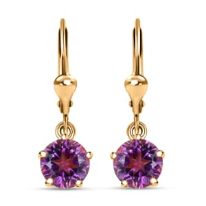 African Amethyst and White Zircon Earrings in Vermeil Yellow Gold Over Sterling Silver 3.30 ctw