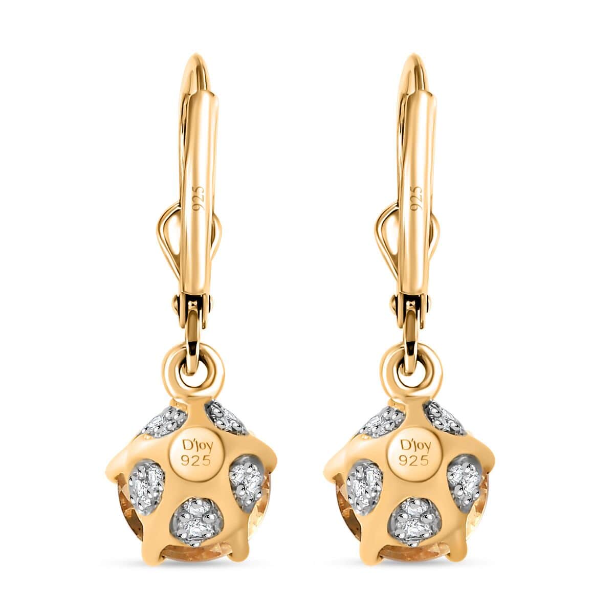 Brazilian Citrine and White Zircon 3.30 ctw Lever Back Earrings in Vermeil Yellow Gold Over Sterling Silver  image number 4