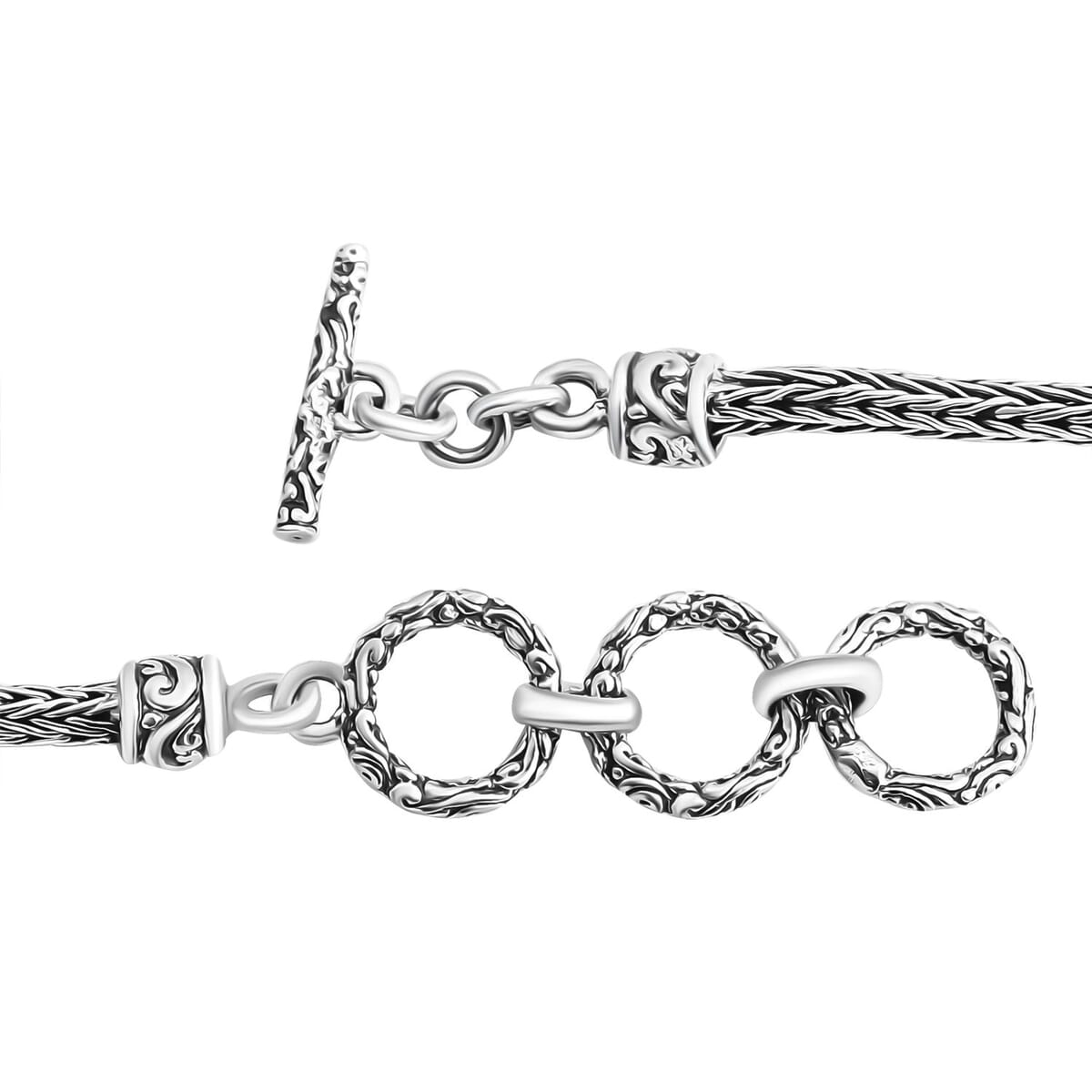 Bali Legacy Elephant with Tulang Naga Chain Bracelet in Sterling Silver (6.50-8.0In) 10.75 Grams image number 4