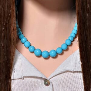 Sleeping Beauty Color Shell Pearl Necklace in Stainless Steel 20 Inches
