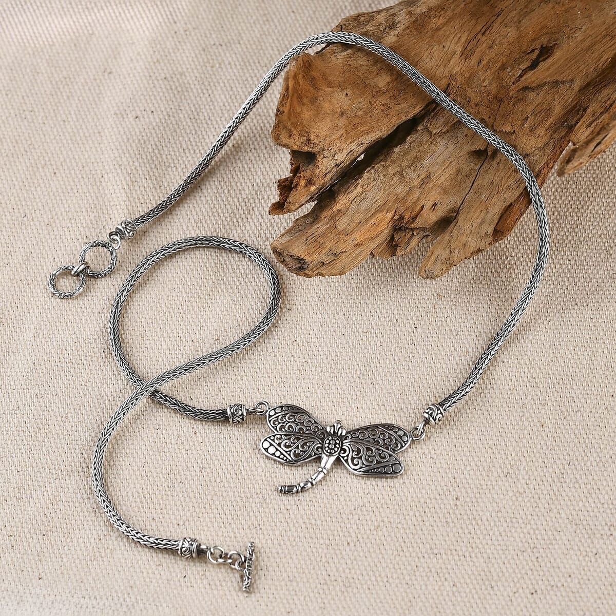 Bali Legacy Dragonfly with Borobudur Chain Necklace in Sterling Silver 19.80 Grams 20 Inches image number 1