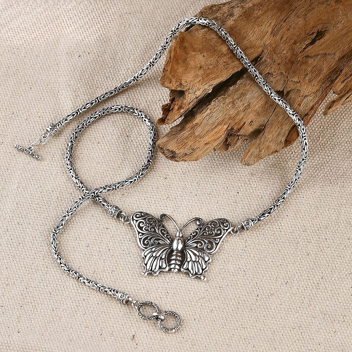 Bali Legacy Butterfly with Borobudur Chain Necklace in Sterling Silver 29.50 Grams 20 Inches image number 1