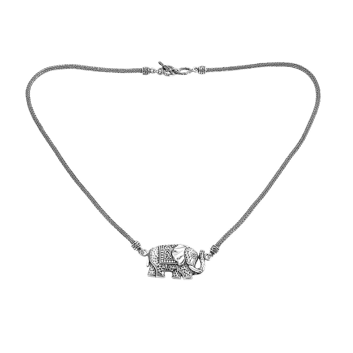 Bali Legacy Elephant with Tulang Naga Chain Necklace in Sterling Silver 23 Grams 20 Inches image number 0
