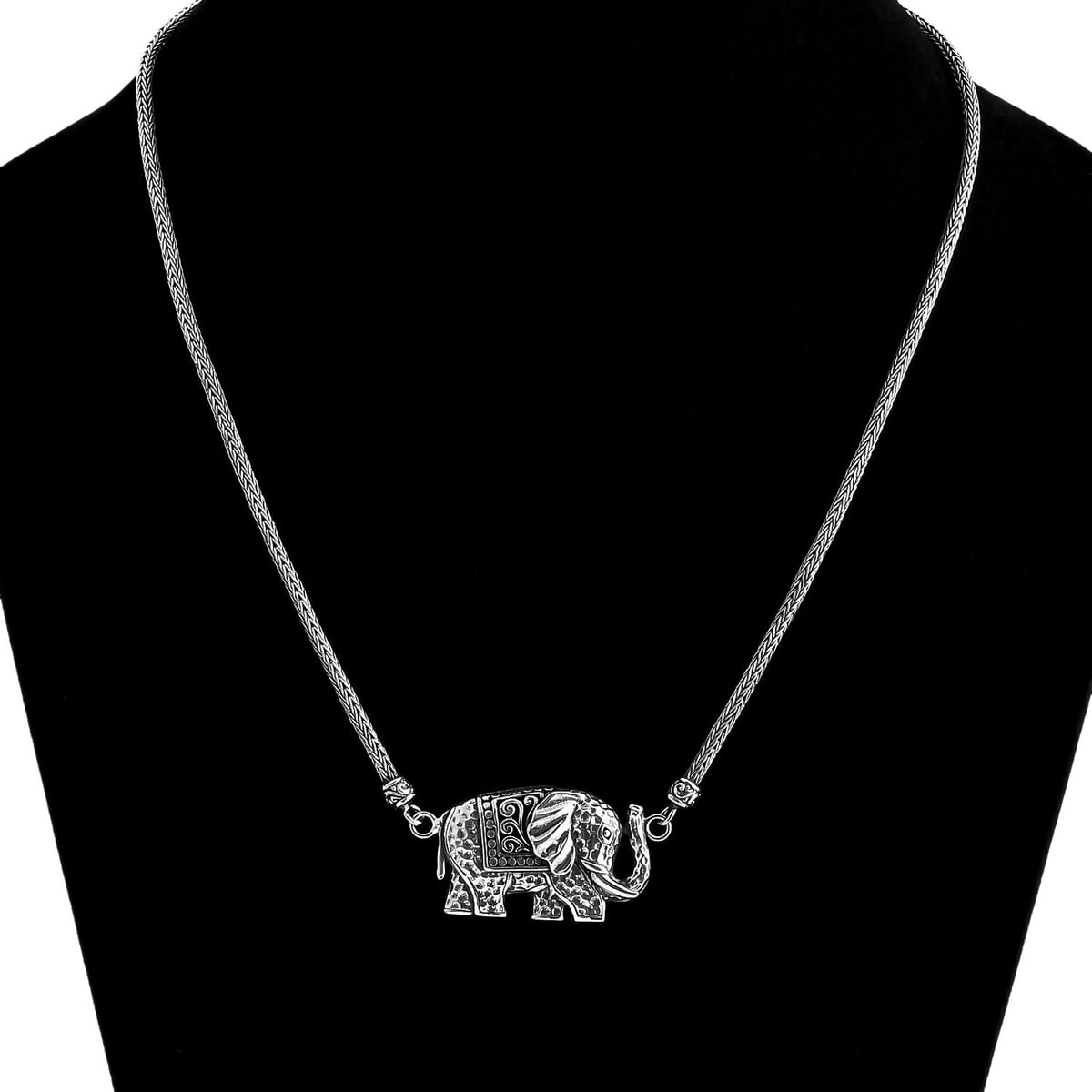 Bali Legacy Elephant with Tulang Naga Chain Necklace in Sterling Silver 23 Grams 20 Inches image number 2