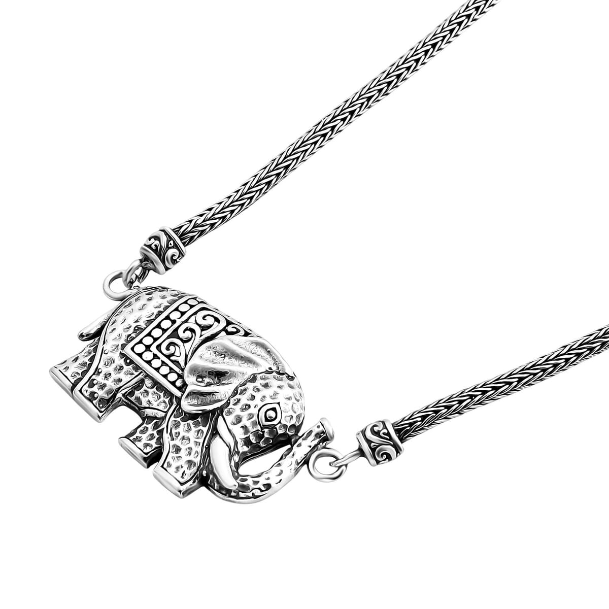 Bali Legacy Elephant with Tulang Naga Chain Necklace in Sterling Silver 23 Grams 20 Inches image number 4