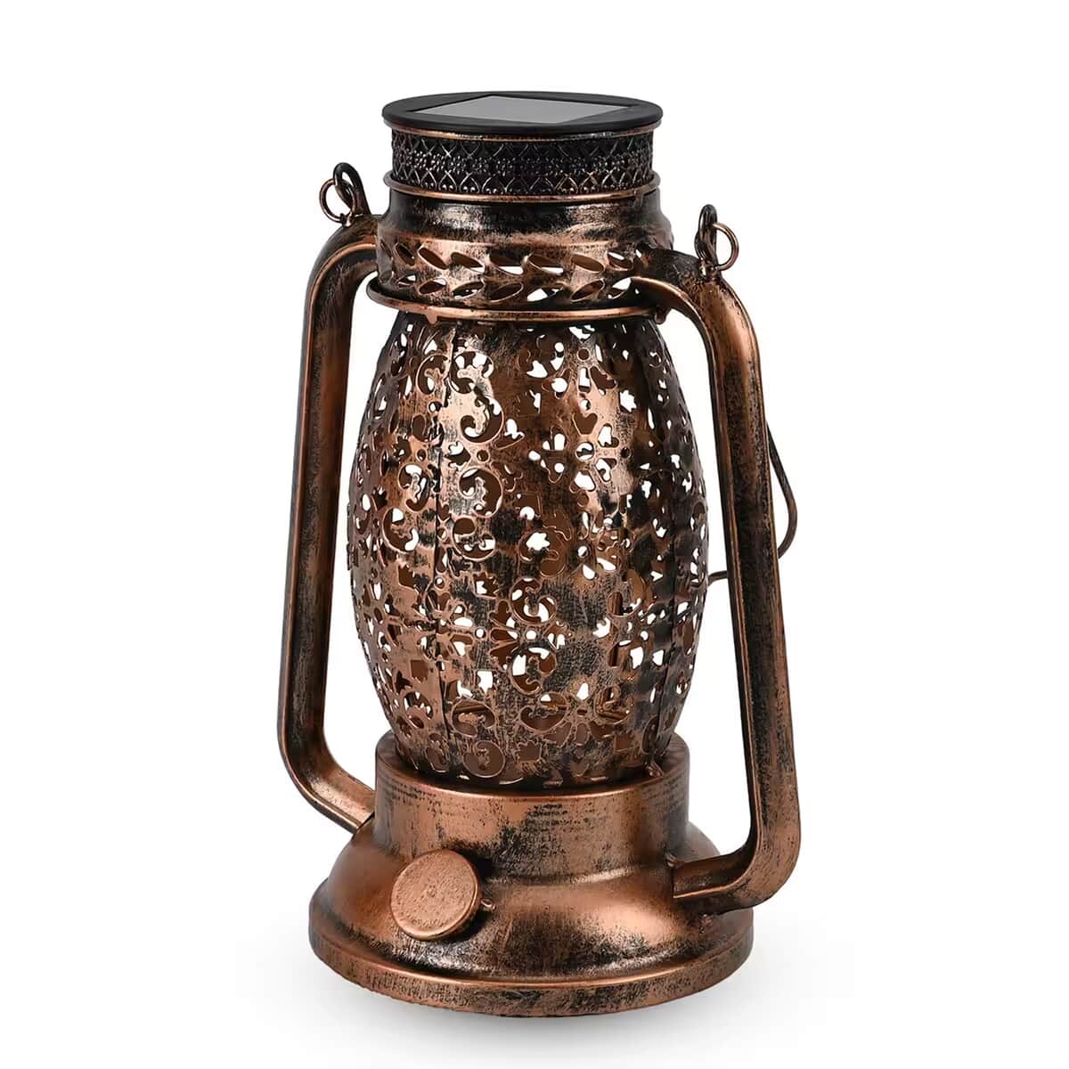 TLV Led Solar Hollowed-Out Design Lantern in Bronze Metallic Exterior (7.5"x5.3"x9.84") image number 0