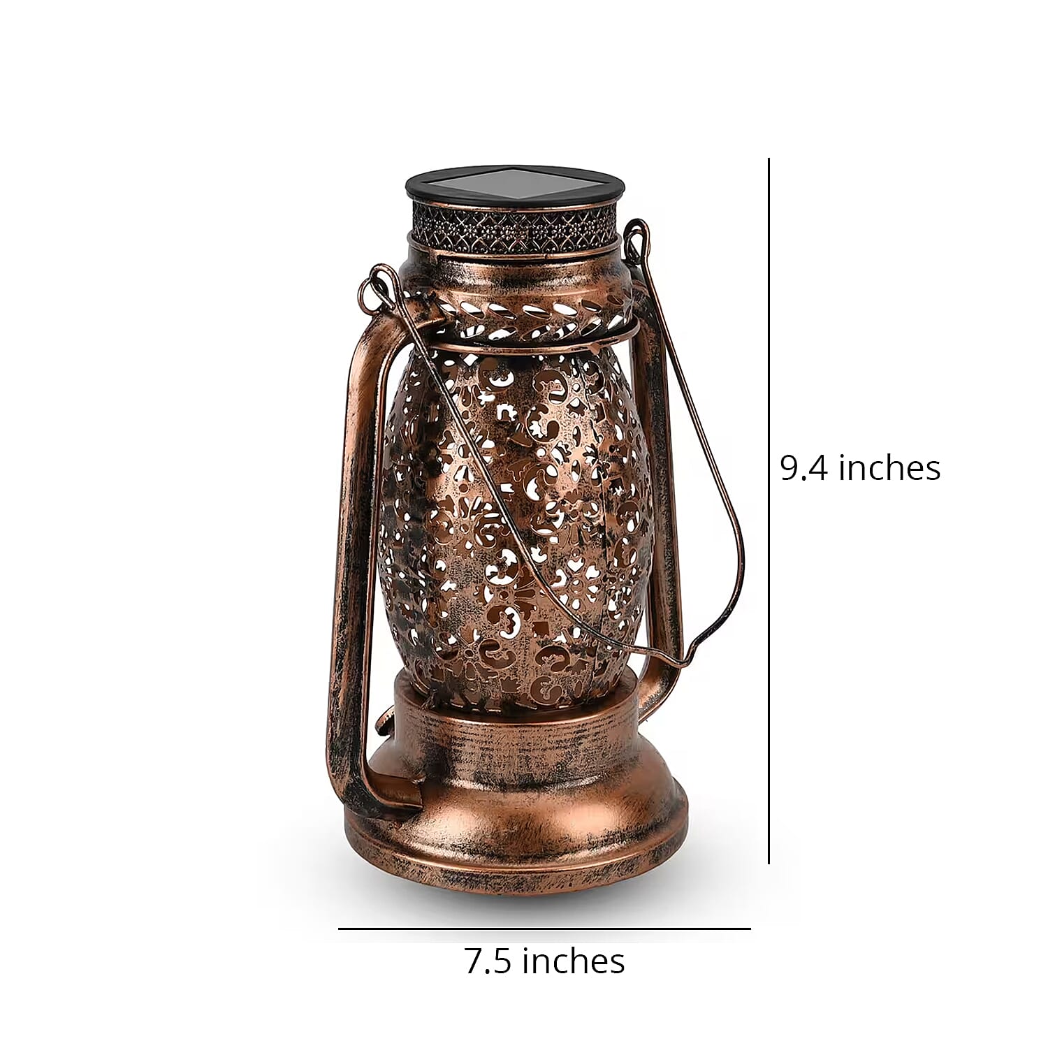 LED Solar Hollowed-Out Design Lantern in Bronze Metallic Exterior