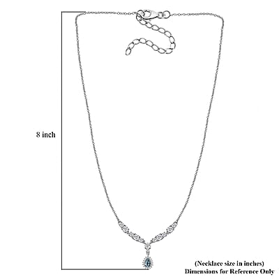 Santa Maria Aquamarine and White Topaz Drop Necklace 18-20 Inches in Rhodium Over Sterling Silver 2.50 ctw