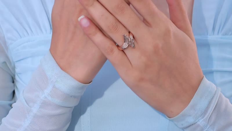 Natural Champagne Diamond Bypass Ring in 18K Vermeil RG Over Sterling Silver (Size 6.0) 0.15 ctw