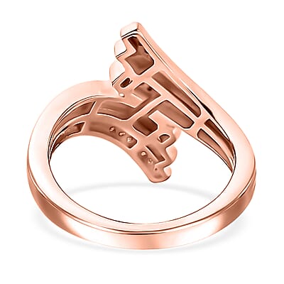 Natural Champagne Diamond Bypass Ring in 18K Vermeil Rose Gold Over Sterling Silver (Size 6.0) 0.15 ctw