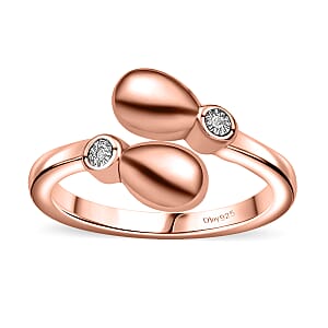 Karis Diamond Accent Bypass Ring in 18K RG Plated (Size 5.0)