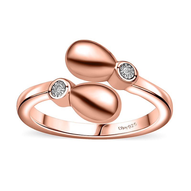 Karis Diamond Accent Bypass Ring in 18K RG Plated (Size 5.0)