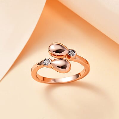 Karis Diamond Accent Bypass Ring in 18K RG Plated (Size 5.0)